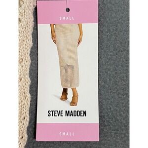 Steve Madden Beige Crochet Maxi Skirt Small NWT DO29001W Open Knit Lined Boho